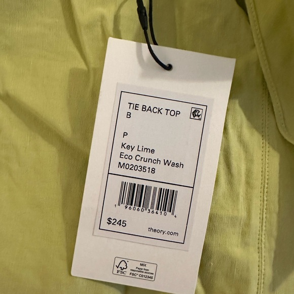 NWT Theory tie back top in key lime green - Picture 10 of 11